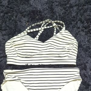 CALIA by Carrie Underwood Black and White Striped Bikini